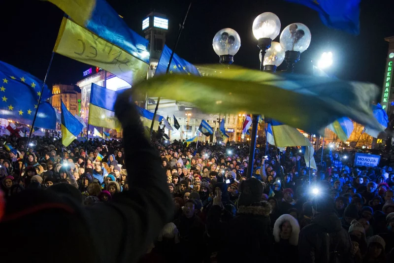 Еўрамайдан у Кіеве, лістапад 2013 г. Фота: Evgeny Feldman, Wikimedia Commons