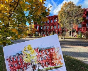 Одна из работ Екатерины Забелиной в виде открытки с видом Гродно