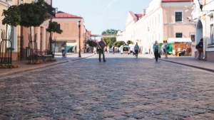 Улица Советская в Гродно. Туризм. Брусчатка