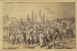 Иллюстрация "Повстанцы 1863 года выходят из Гродно"