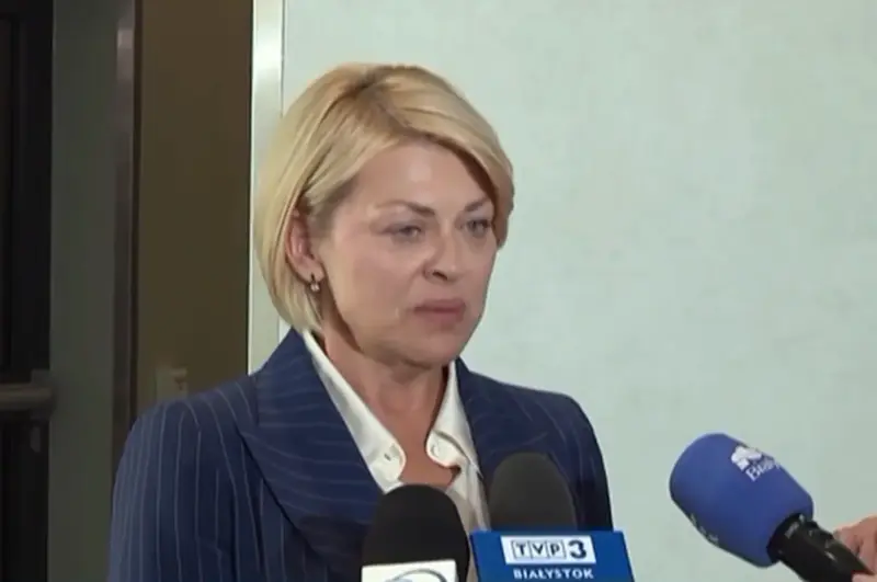 Анжелика Борис в Белостоке на заседании Союза поляков. Скриншот с эфира TVP Wilno