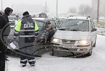 14 автомобилей столкнулись на кольцевой дороге в Гродно