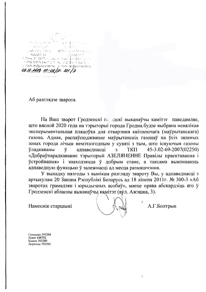 Газон-цветник в Гродно появится в качестве эксперимента. Горисполком ответил на петицию