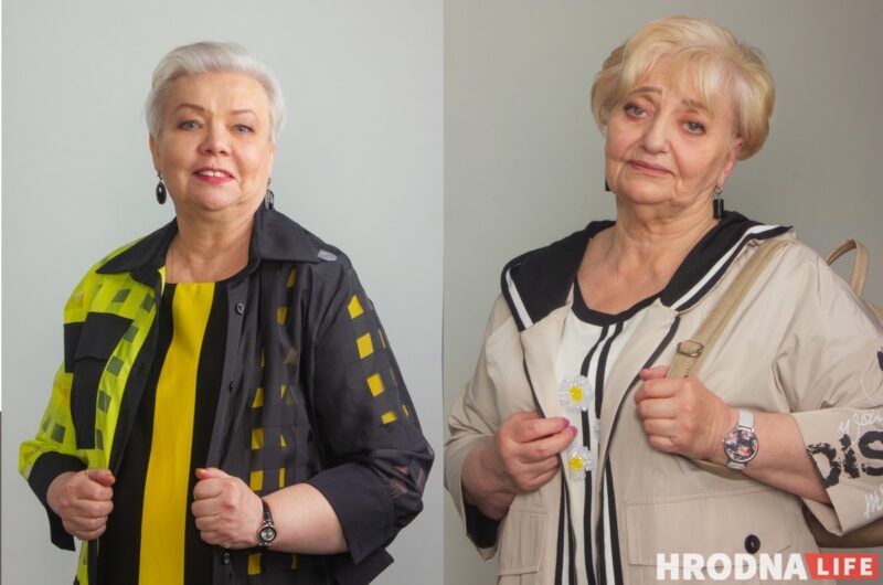 Студентки Университета Жанна Крижановская (слева) и Валентина Королько, участницы проекта "Преображение" с моделями 50+. Фото: Ання Малашеня, Катерина Врублевская